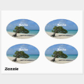 Sticker Ovale Aruba Divi Divi Tree (Feuille)