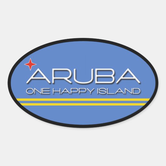 Sticker Ovale Aruba - Une île heureuse (Devant)