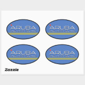 Sticker Ovale Aruba - Une île heureuse (Feuille)