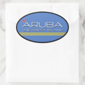 Sticker Ovale Aruba - Une île heureuse (Sac)