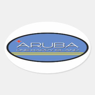 Sticker Ovale Aruba - Une île heureuse