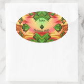 Sticker Ovale ASHER ~ NOËL 2025 Vert Rouge Jaune Fractal ~ (Sac)