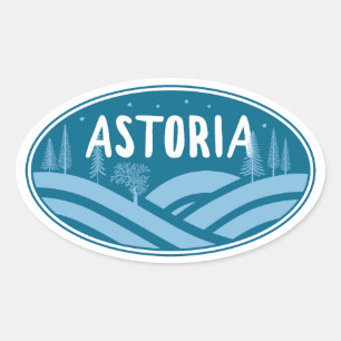 Sticker Ovale Astoria Oregon Extérieur