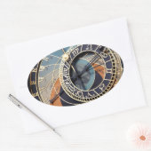 Sticker Ovale Astrologie antique Timepiece Tchèque Horloge. (Enveloppe)