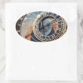 Sticker Ovale Astrologie antique Timepiece Tchèque Horloge. (Sac)