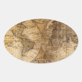 Sticker Ovale Atlas des cartes du monde vintage