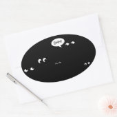 Sticker Ovale attente à la fête surprise noire (Enveloppe)