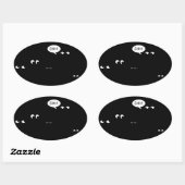 Sticker Ovale attente à la fête surprise noire (Feuille)