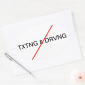 Sticker Ovale Aucun texto et conduite (Enveloppe)