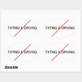 Sticker Ovale Aucun texto et conduite (Feuille)