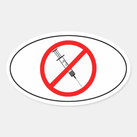 Sticker Ovale Aucun vaccin (Devant)