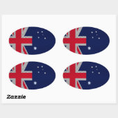 Sticker Ovale Australie Drapeau Design en fibre de carbone Style (Feuille)