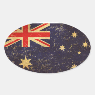 Sticker Ovale Australie Drapeau Vintage