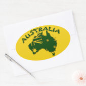 Sticker Ovale Australie vert et or (Enveloppe)