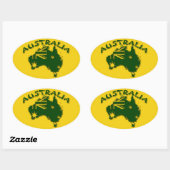 Sticker Ovale Australie vert et or (Feuille)