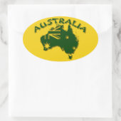 Sticker Ovale Australie vert et or (Sac)