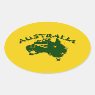 Sticker Ovale Australie vert et or