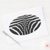Sticker Ovale Authentic Zebra Skin Print - noir blanc strié (Enveloppe)