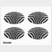 Sticker Ovale Authentic Zebra Skin Print - noir blanc strié (Feuille)