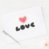 Sticker Ovale Autocollant, Lebel - Amour Rouge (Enveloppe)