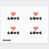 Sticker Ovale Autocollant, Lebel - Amour Rouge (Feuille)