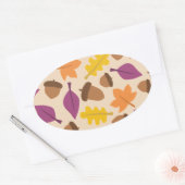 Sticker Ovale automne avec des feuilles de cacre et de chêne (Enveloppe)