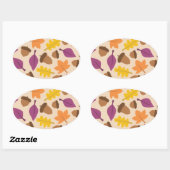 Sticker Ovale automne avec des feuilles de cacre et de chêne (Feuille)