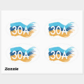 Sticker Ovale Autoroute 30A Florida Beach Swash Design (Feuille)