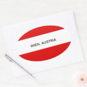 Sticker Ovale AUTRICHE : Drapeau de l'Autriche—Wien (Enveloppe)
