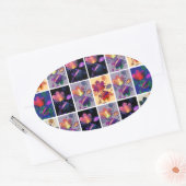 Sticker Ovale Autumn Leaves Rustic Patchwork (Enveloppe)