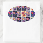 Sticker Ovale Autumn Leaves Rustic Patchwork (Sac)