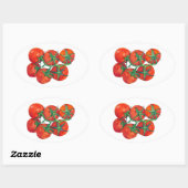 Sticker ovale aux tomates rouges (Feuille)