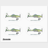 Sticker Ovale Avion Cessna AgWagon A188 Crop Duster (Feuille)