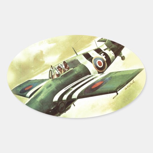 Sticker Ovale Avion vintage (Devant)