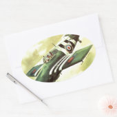 Sticker Ovale Avion vintage (Enveloppe)