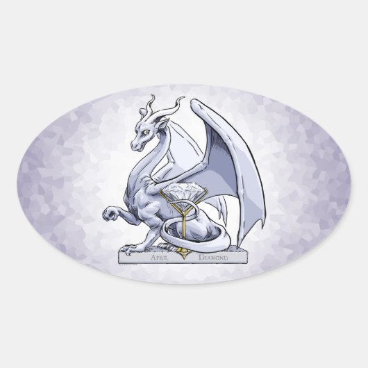 Sticker Ovale Avril Dragon de Pierre de naissance : Diamant (Devant)