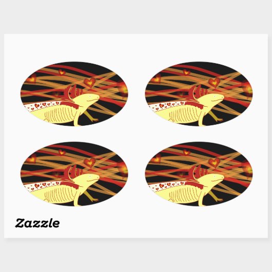 Sticker Ovale Axolotl Gold-Albino (Feuille)