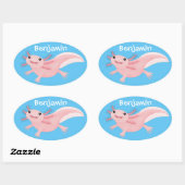 Sticker Ovale axolotl rose pâle (Feuille)
