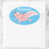 Sticker Ovale axolotl rose pâle (Sac)