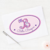 Sticker Ovale B lettre monogramme nom personnalisé id autocollan (Enveloppe)