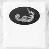 Sticker Ovale B&W X-ray Vision Seahorse Skeleton (Sac)
