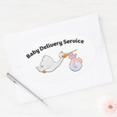 Sticker Ovale Baby Delivery Service ! Funny Midwife (Enveloppe)