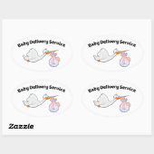 Sticker Ovale Baby Delivery Service ! Funny Midwife (Feuille)