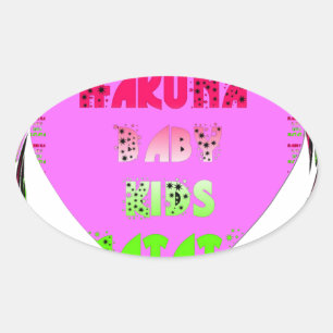 Sticker Ovale Baby Pink Hearts Hakuna Matata Baby Kids Design.p