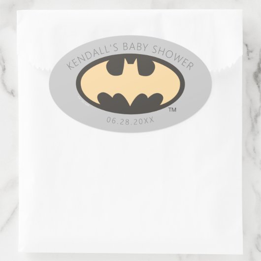 Sticker Ovale Baby shower Batman Super Hero (Sac)