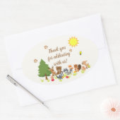 Sticker Ovale Baby shower d'animaux de bois mignons (Enveloppe)