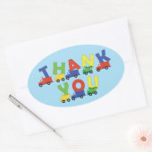 Sticker Ovale Baby shower de camion de construction (Enveloppe)