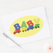 Sticker Ovale Baby shower de camions (Enveloppe)