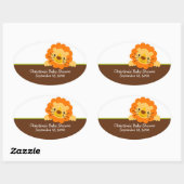 Sticker ovale Baby shower de Lion mignon (Feuille)