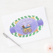 Sticker Ovale Baby shower Emerald Green Chevron (Enveloppe)